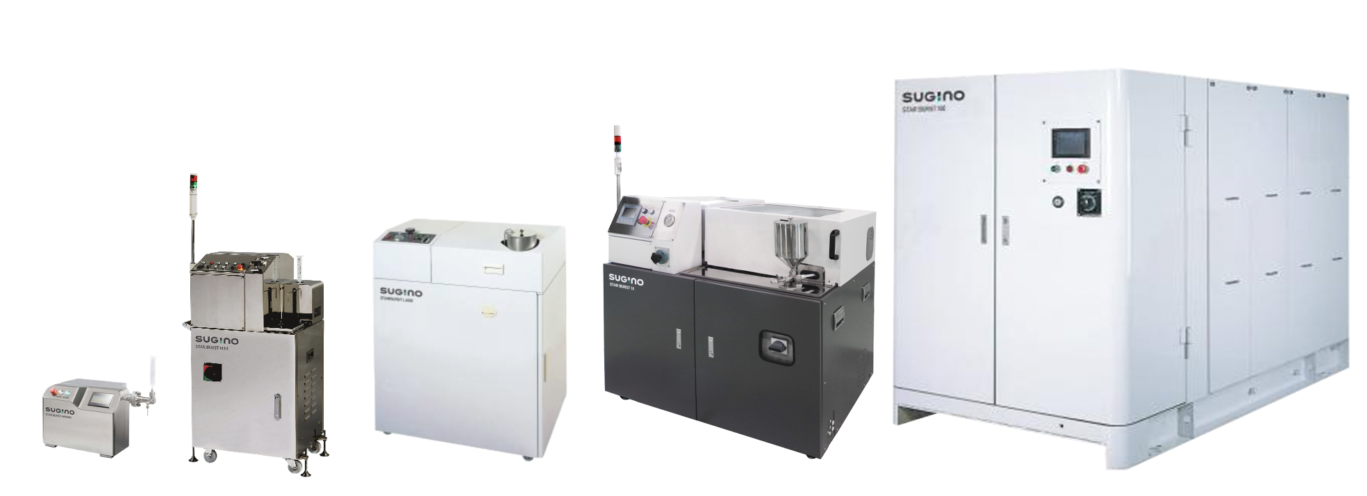 Sugino Star Burst models for processing cosmetic ingredients and stable emulsions